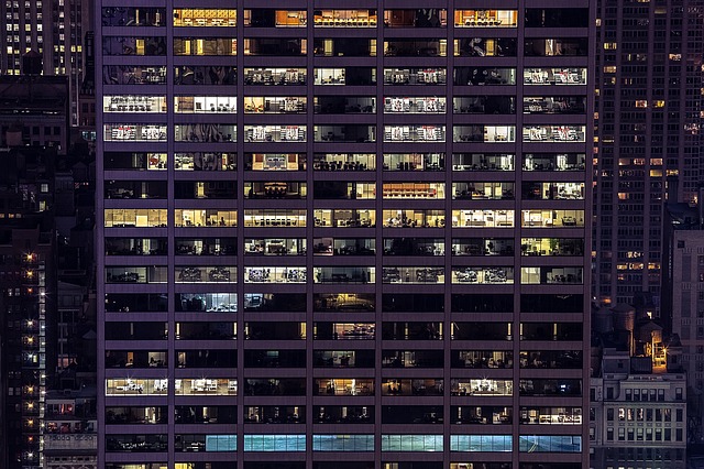 office-building-at-night-structured-data-cabling